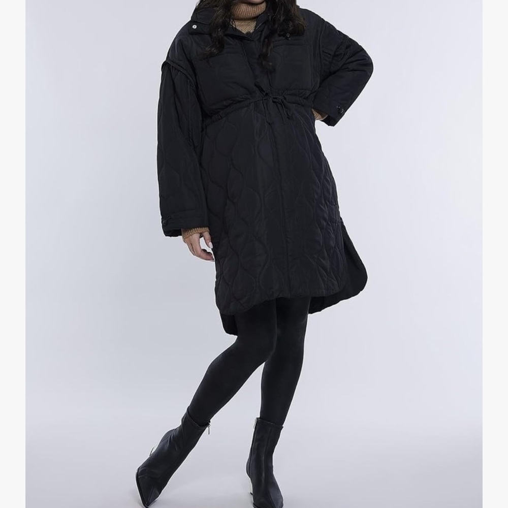 Motherhood Maternity Quilted Black Puffer Coat